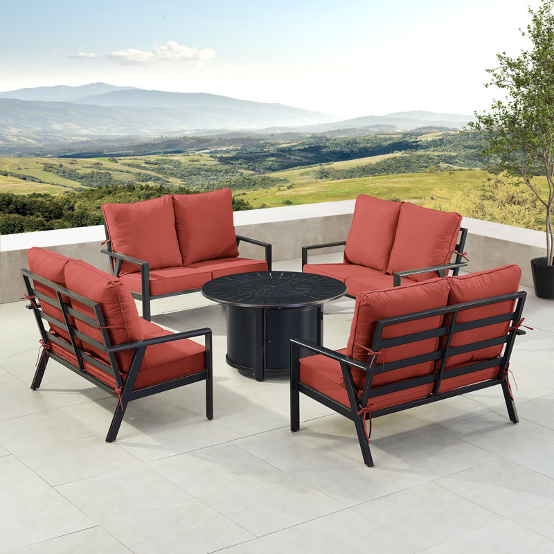 Fredu Outdoor 7 - Piece Conversation Set, Red