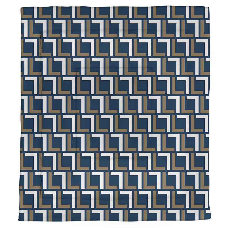 Édredon simple Football Luxury, Édredon simple TG, Bleu millénaire / or nouveau siècle / blanc