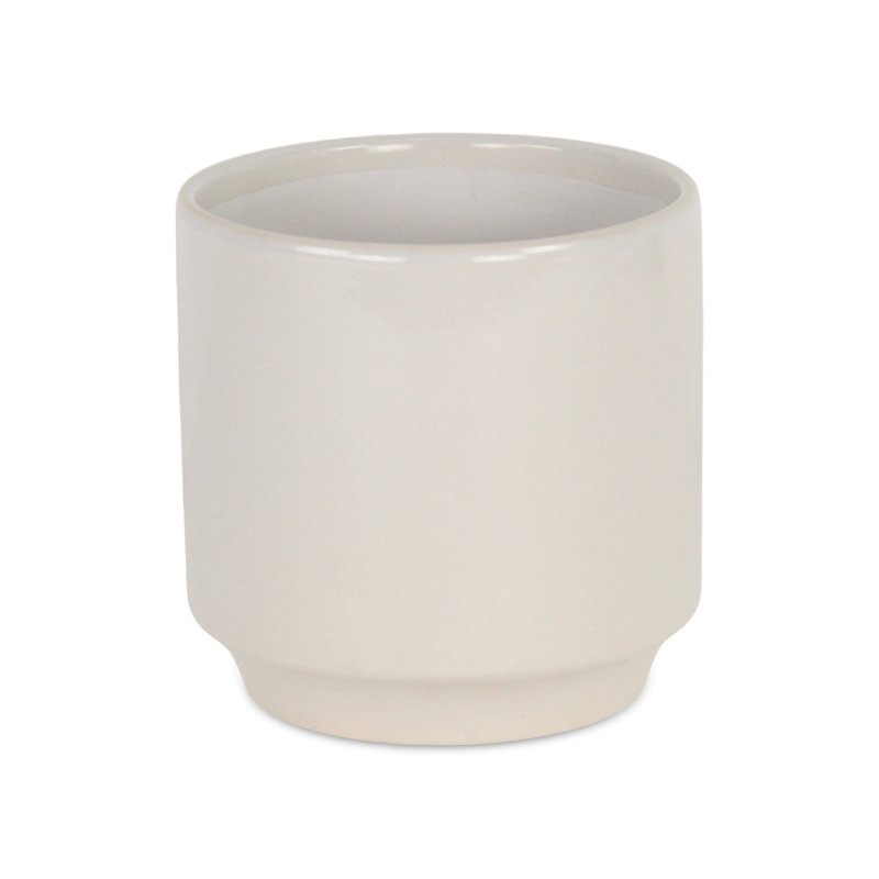 Handmade Ceramic Pot Planter, White, 5.75" H x 5.75" W x 5.75" H