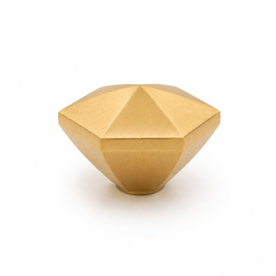 Faceted Hexagonal Solid Brass Cabinet Knob