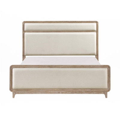 Mobilier de chambre à coucher en chenille beige recouvert de grand lit 1Pc (lit seulement)