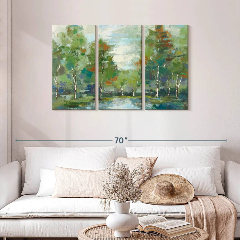 Avery, forêt, aube, turquoise, H 28 po x l 45 po