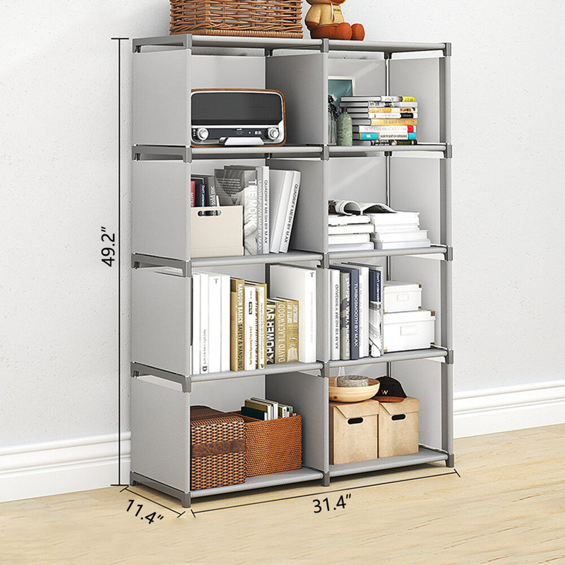 Bibliothèque étagère à cubes de rangement, (4 tablettes) H 49,2 po x l 31,4 po x P 11,4 po