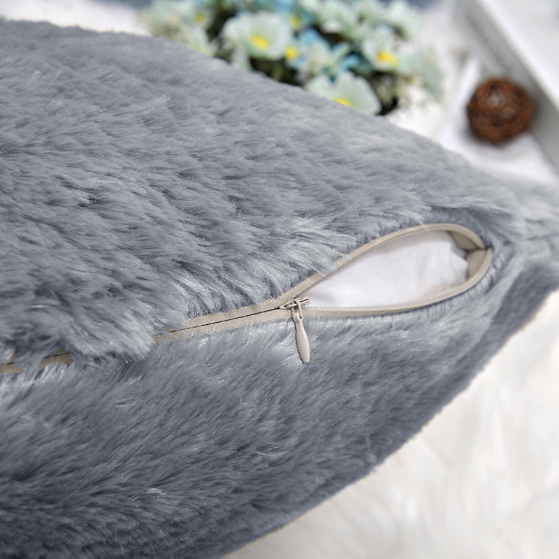 Housse de coussin réversible en fausse fourrure, Gris foncé