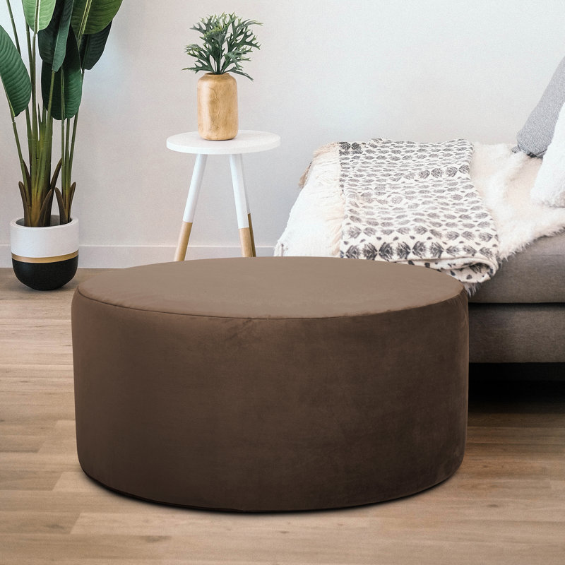 Repose-pieds de couleur unie Azemar, Velours performance Bella Bella
