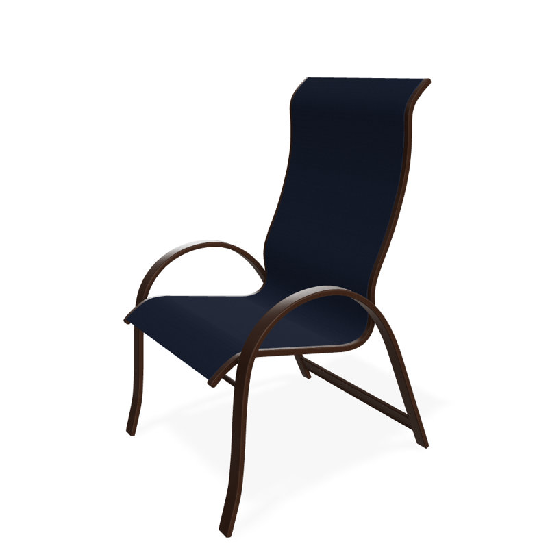 Chaise de patio empilable Hirotaka Supreme, Bleu marine 13D Sunbrella®, Kona texturé