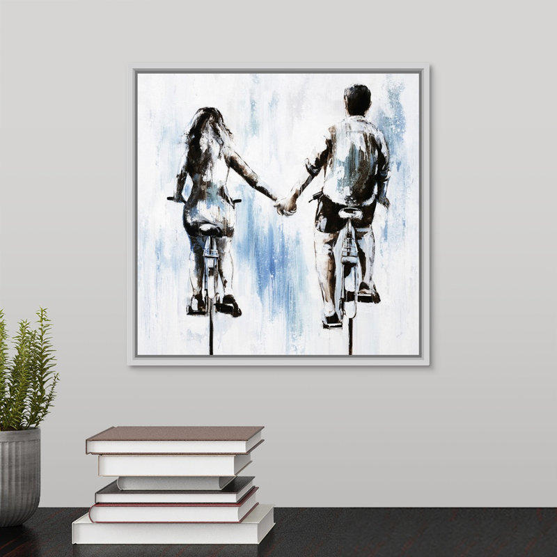 « se déporter sur », peinture sur toile, Cadre flottant noir, H 13,7 po x l 13,7 po x p 1,75 po