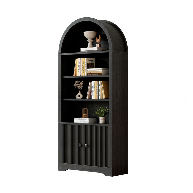 70.08"H Arched Storage Bookcase, Black