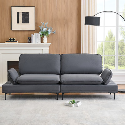 Allshouse Deep Grey Couch For Different Spaces - 3 Seats, Stain-, Easy To Assemble, Velvet Covering, Sponge Filling, Solid Wood & Artificial Board Construction Upholstery,