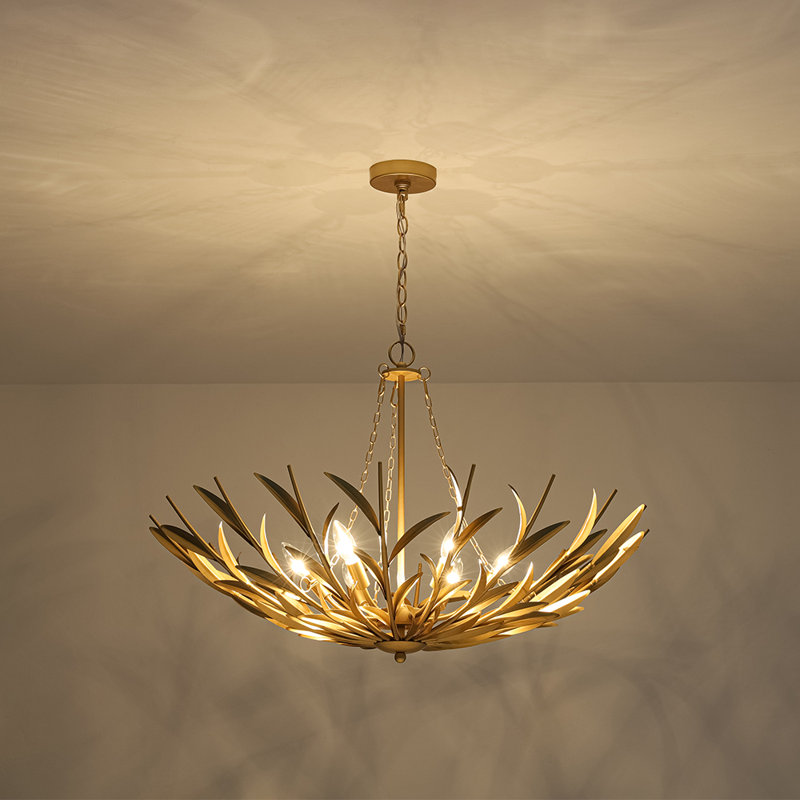 Mid-cenury Modern Oversized Branching Basket Leaf Chandelier
