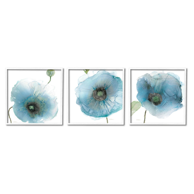 «Modern Poppy Flower Shapes», ensemble de 3 estampes numériques par Carol Robinson, H 12 po x l 12 po x P 1,5 po
