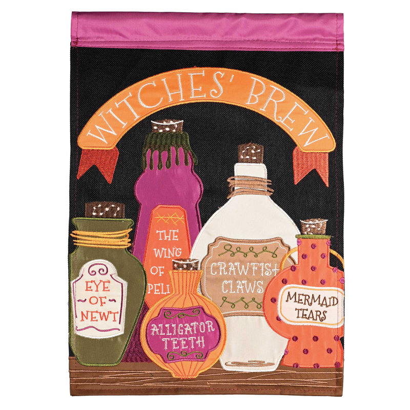 Drapeau de jardin en polyester 18 po x 13 po Witches Brew Polyester