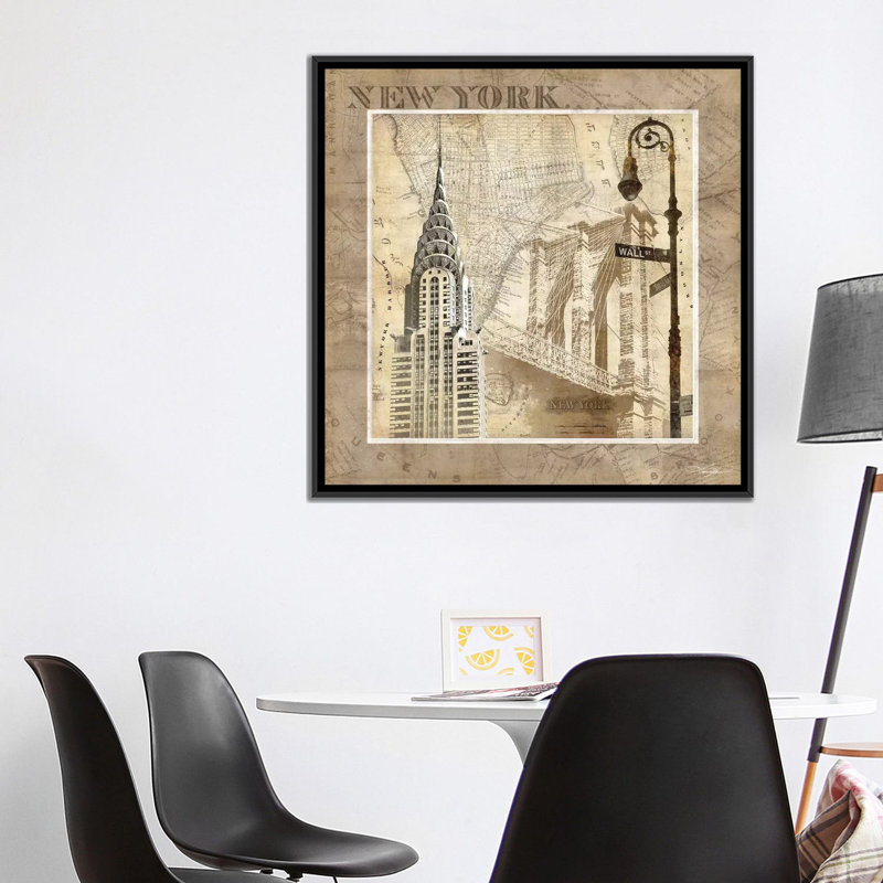 «New York Serenade», impression sur toile, H 18 po x l 18 po x P 1,5 po, Toile avec cadre noir, Pas de tapis