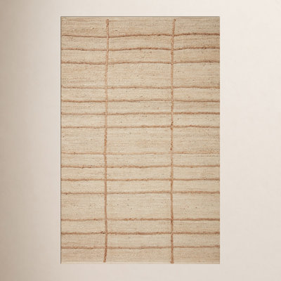 Bement Beige Brown Hand-Woven Geometric Jute Rug