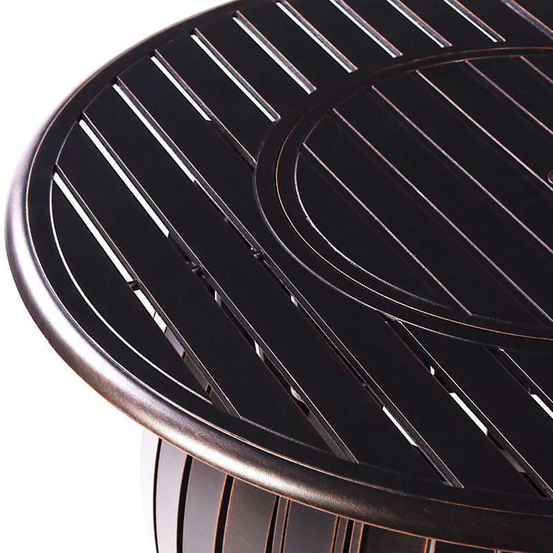 Belteau Round Aluminum Propane Smokeless Fire Pit Table with Hidden Fuel Tank, Antique Copper