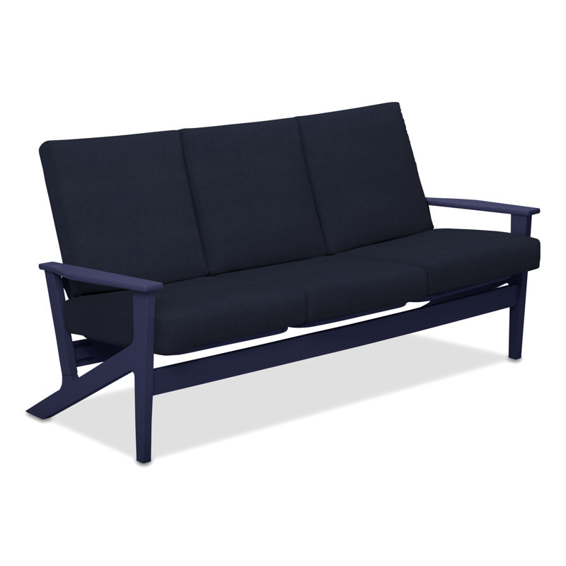 Canapé de patio avec coussins Chrisa, Spectre indigo Sunbrella®, Bois de plage