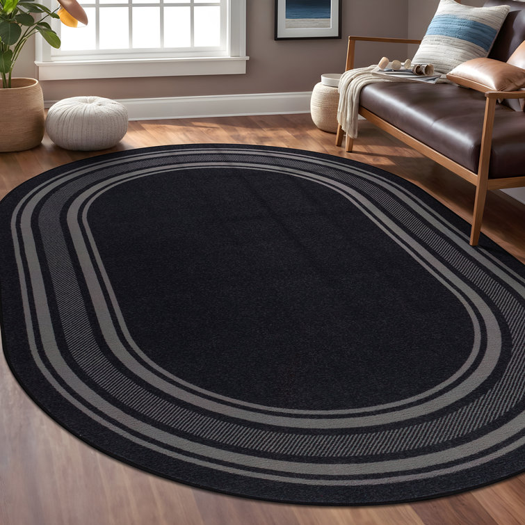 Raceland Black Non-Slip Area Rug