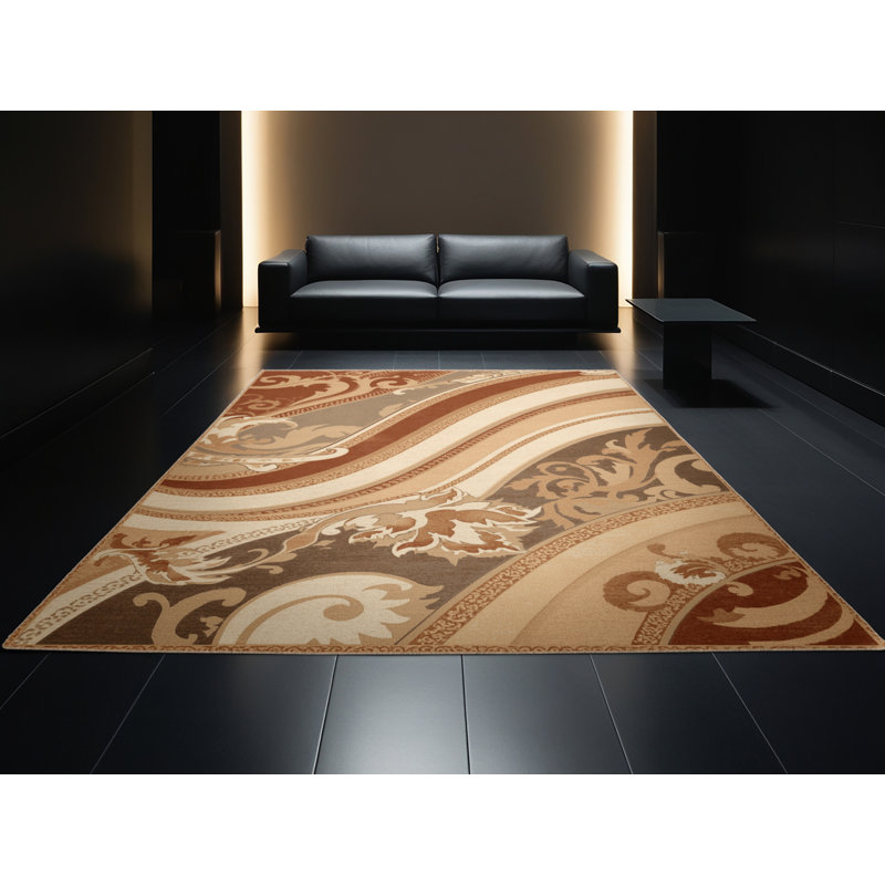 Tapis oriental classique brun et beige lavable à la machine Buckland, 7 x 9