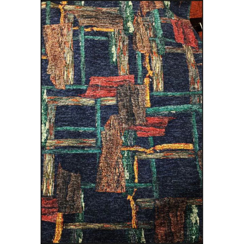Black Themed Striped Motif Decorative Washable Carpet, Round 3'4"