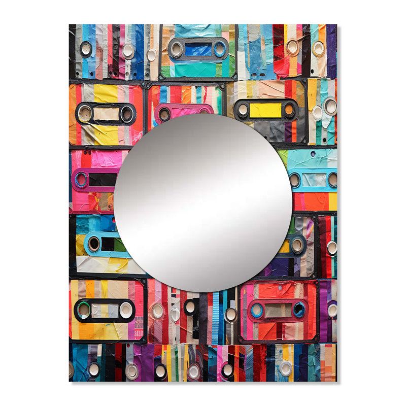 Cassette Tapes Tape Mosaic I - Cassette Tapes Mirror, 32 po x 24 po