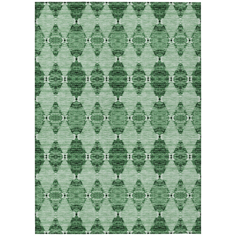 Tapis intérieur / extérieur émeraude et vert marocain 5 pi x 8 pi