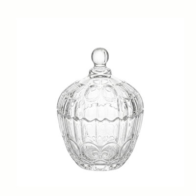 European Embossed Owl Crystal Glass Storage Jar Decorative Lidded Candy Jar Clear Canister For Kitchen Counter Vanity Table Home Decor