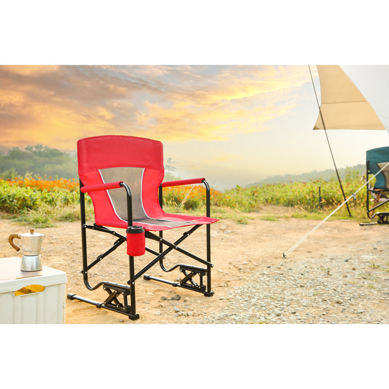 Chaise berçante de camping - rouge, avec et extérieur, couleur unie, rouge