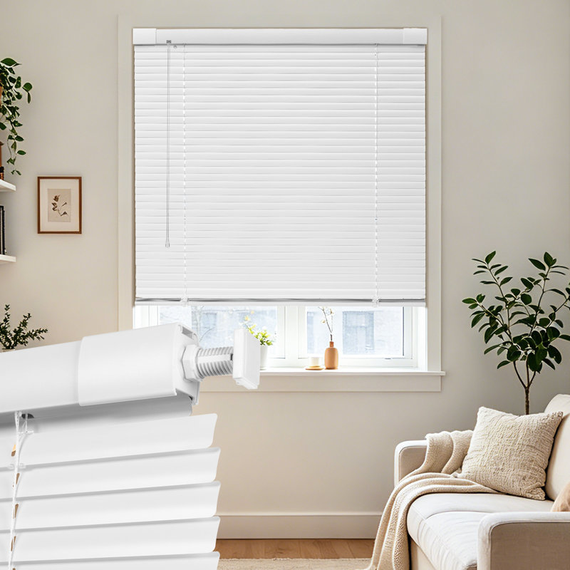 Store horizontal sans cordon sans perceuse pour fenêtres d'intérieur, Blanc, L 59 po x H 48 po