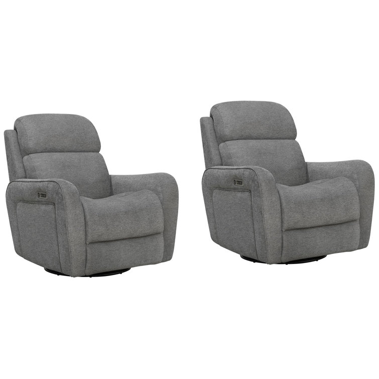 Chayah 37" Upholstered Power Glider Swivel Recliner with Adjustable Headrest Powered By Freemotion Two Pack