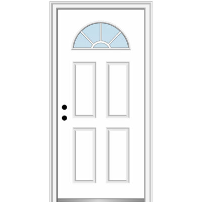 Porte d'entrée avant en fibre de verre apprêtée Fan Lite