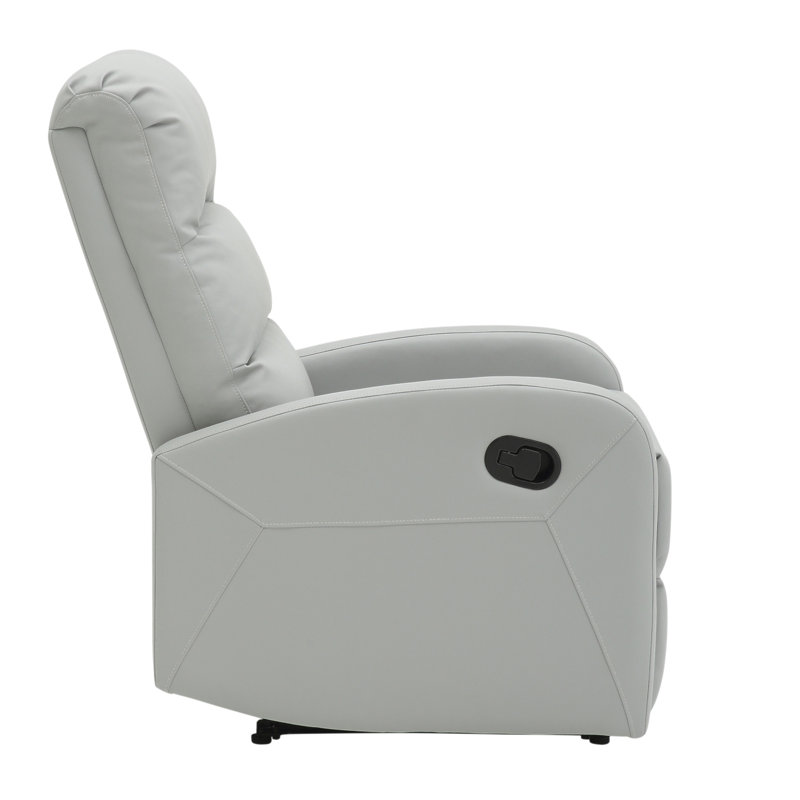 Dormi Contemporary Recliner Chair In Light Grey Faux Leather By Lumisource, Gray
