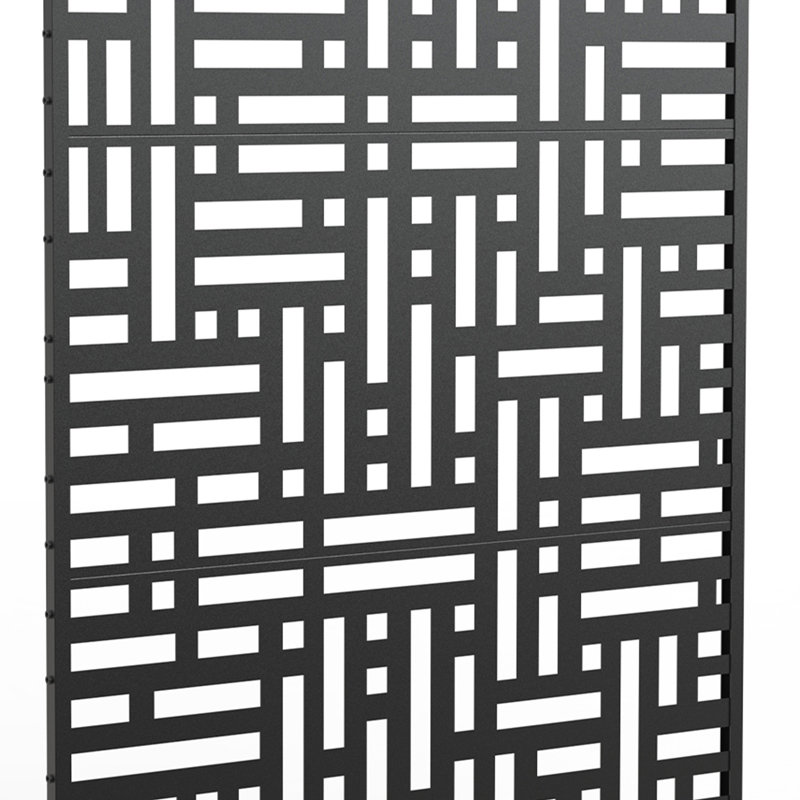 Pacifa Series 6 ft. H x 4 ft. W Freestanding Metal Privacy Screen With Leave Pattern