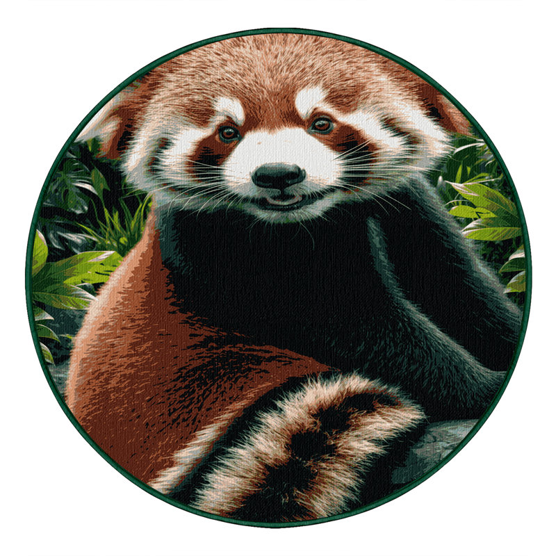  Tapis lavable rouge Panda, Rond 5 pi
