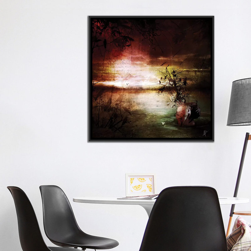 « seul », reproduction d’impression sur toile, H 18 po x l 18 po x P 1,5 po, Toile avec cadre noir, Pas de tapis