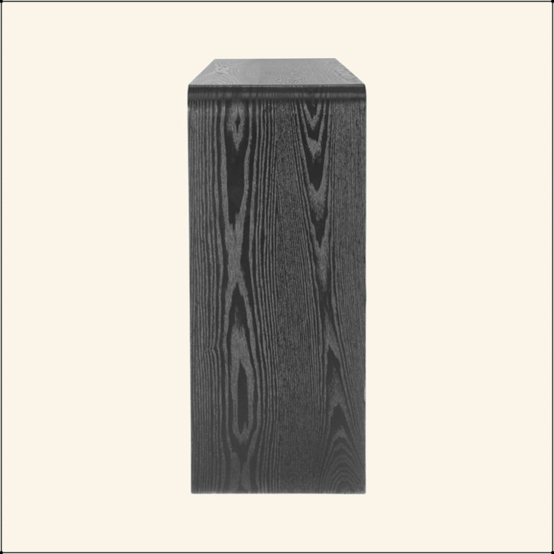 Console moderne à 3 tiroirs avec lattes verticales, conception à bord arrondi, parfaite pour le vestibule, le couloir ou derrière le canapé