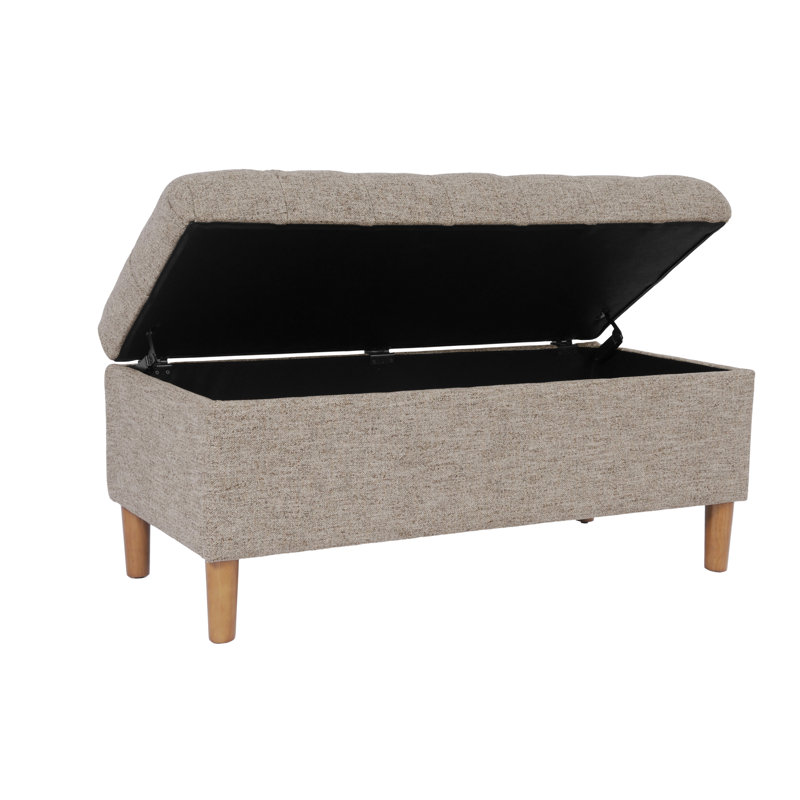 Banc de rangement rembourré à couvercle rabattable, Polyester gris