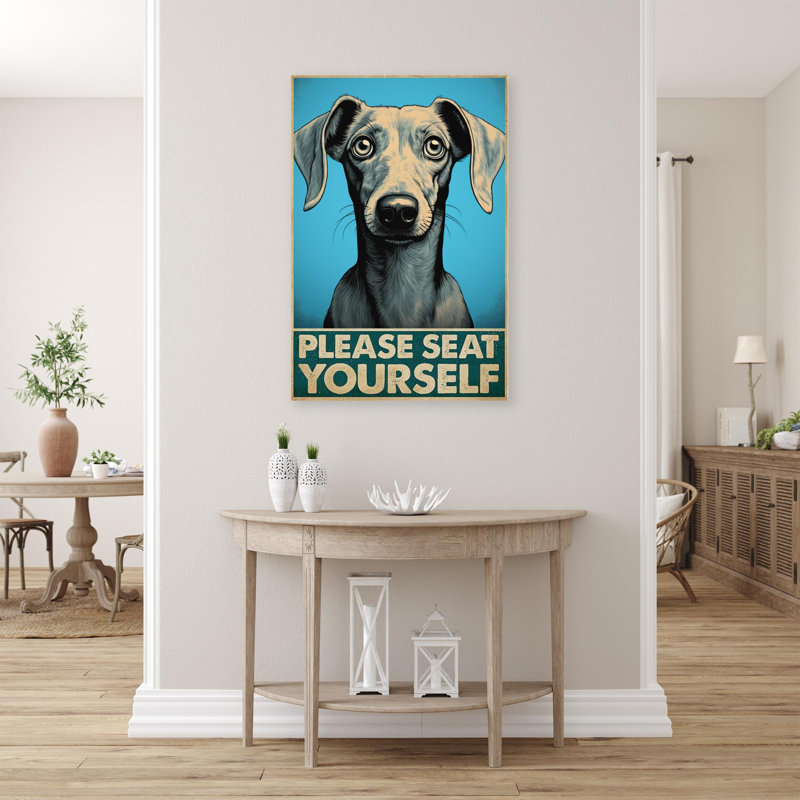 «Dog s'il vous plaît vous asseoir», reproduction d'art graphique sur toile tendue, H 36 po x l 24 po x P 1,25 po