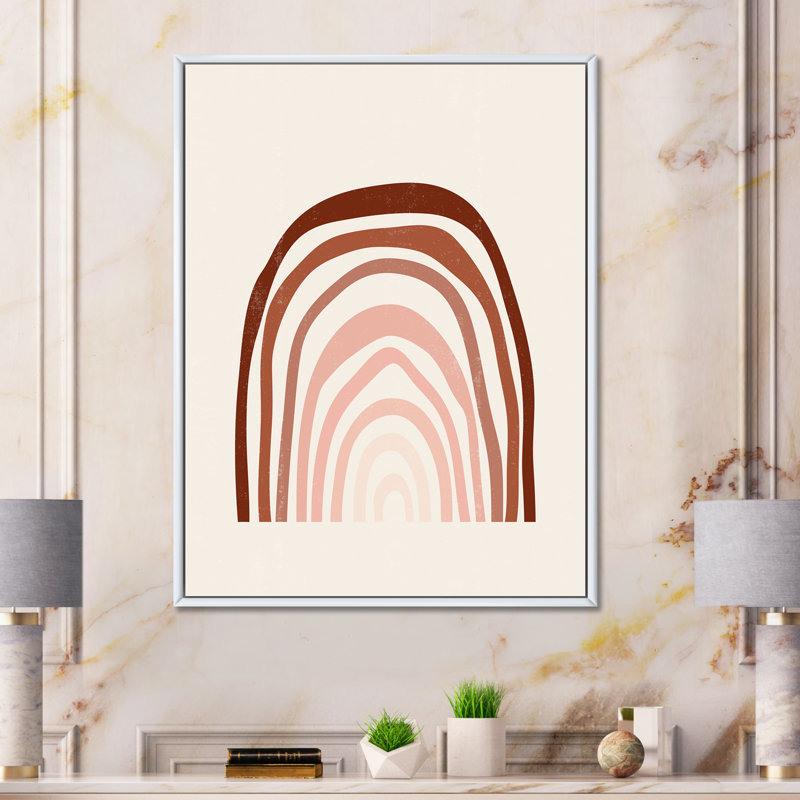 «Terracotta Minimalist Boho Rainbow I», impression sur toile, Toile blanche encadrée, H 32 po x l 16 po x P 1 po