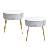 19.6'' Easy Assembly End Tables With High Gloss Faux Marble Tabletops