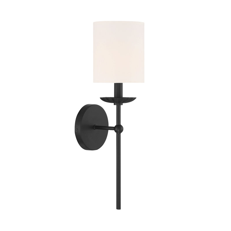 Applique murale 1 lumière Meridian en noir mat, Noir mat, Blanc