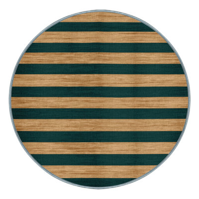 Machine Washable Horizontal Stripes Blue Area Rug