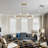 39" Gold Mid Century Chandelier Glass Pendant Light-947264666