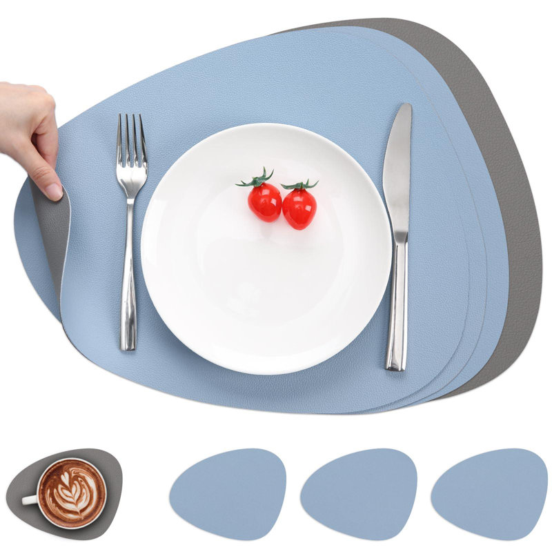 Polyurethane Placemat, Grey Sky Blue