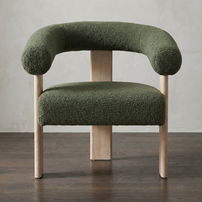 Chaise rembourrée avec accoudoirs demi-tonneau, Vert sauge