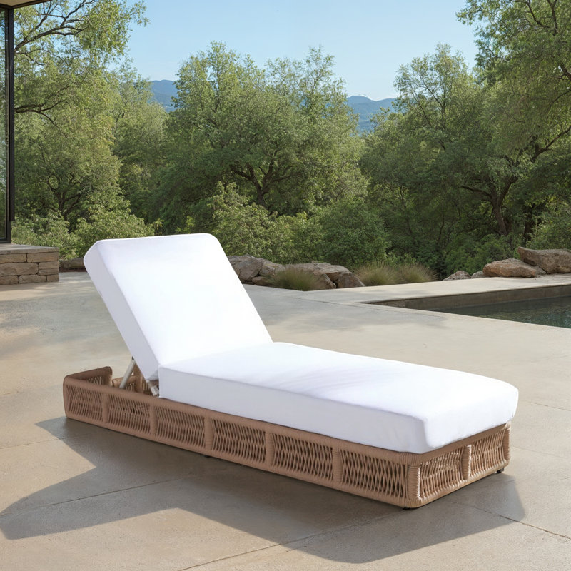 Gillian Steel and Rope Chaise Lounger, Brown