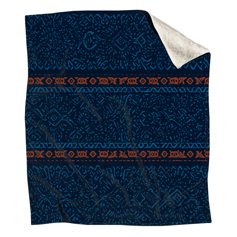Couvertures à motif tribal bleu, L 50 po x H 60 po