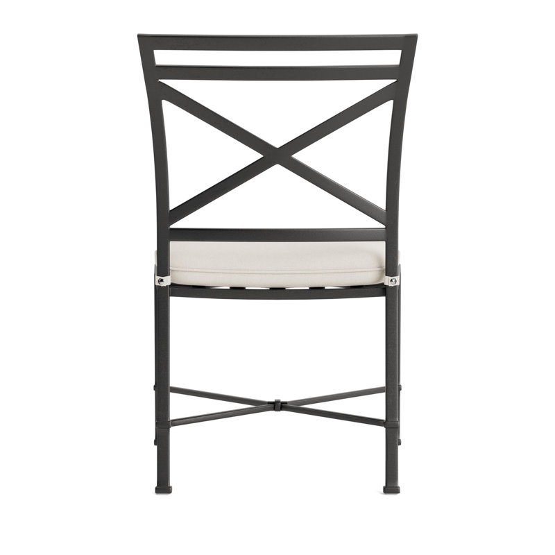Venetian Outdoor Dining Side Chair, Fusion Natural, Textured Pewter, Tan