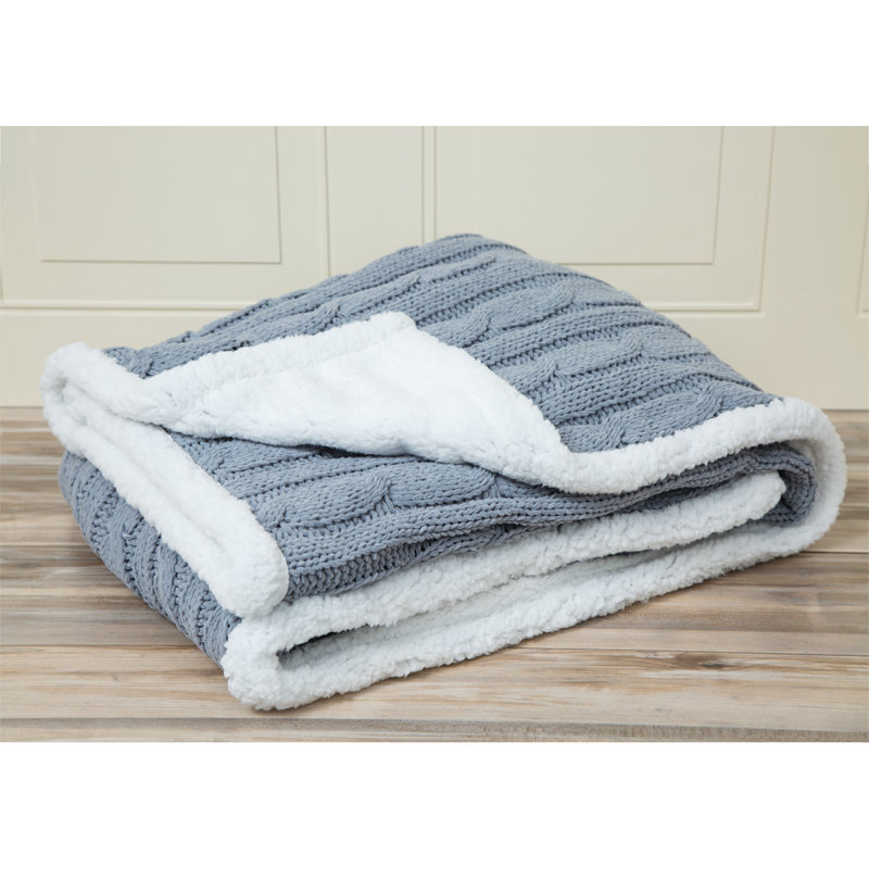 Knitted Throw Blanket, Gray