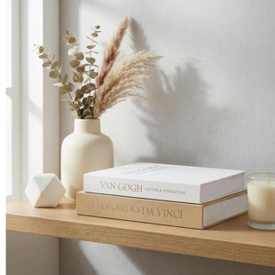 Ensemble de 2 boîtes de rangement en lin avec lettrage doré, faux livres décoratifs pour table basse