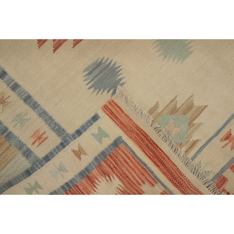 Tapis tribal en laine tissé à plat Kilim 10 x 13